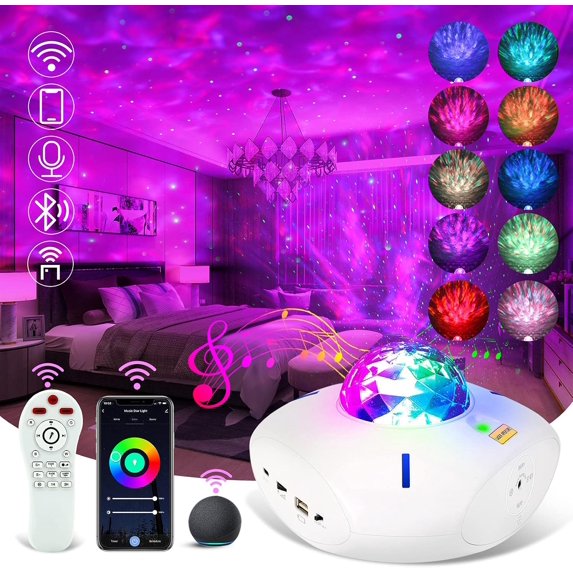 Galaxy Projector Work with Alexa Google Home - Northern Lights Aurora Projector W/Bluetooth Speaker - Star Projector with App & Remote Control - Smart Galaxy Light Projector with Multicolor Lights