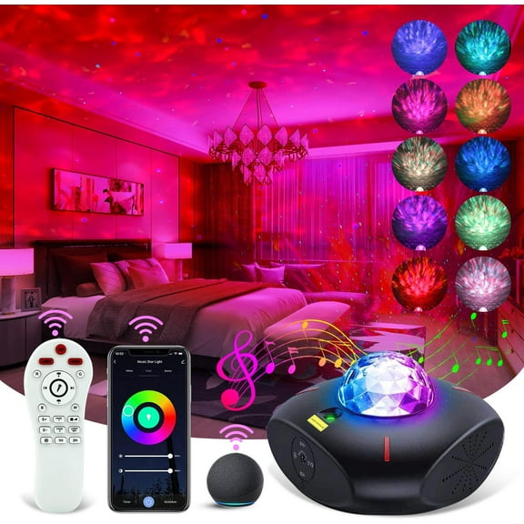 Galaxy Projector Work with Alexa Google Home - Northern Lights Aurora Projector W/Bluetooth Speaker - Star Projector with App & Remote Control - Smart Galaxy Light Projector with Multicolor Lights