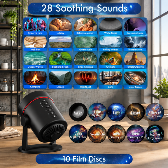 Galaxy Projector and White Noise Machine Solar System Space Planetarium Night Light