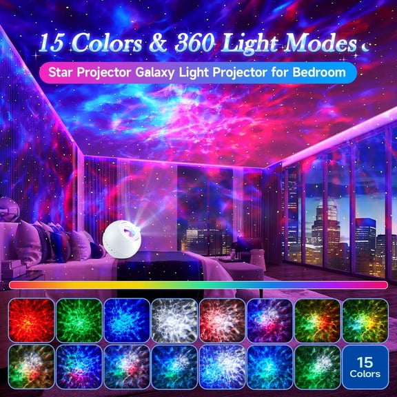 Projector for Bedroom | 15 Colors + 15 White Noise | Light Projection for Kids Room