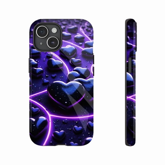 Galaxy Purple Heart Design iPhone Case, Valentine’s Day Gift for Couples, Compatible with iPhone 11/12/13/14/15/16 (Pro Max/Plus)