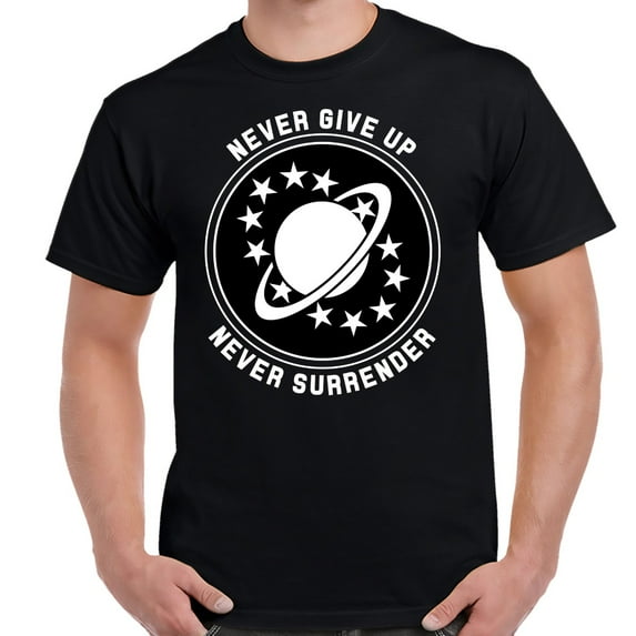 Galaxy Quest Never Give Up White Logo Adult T-shirt-X-Large