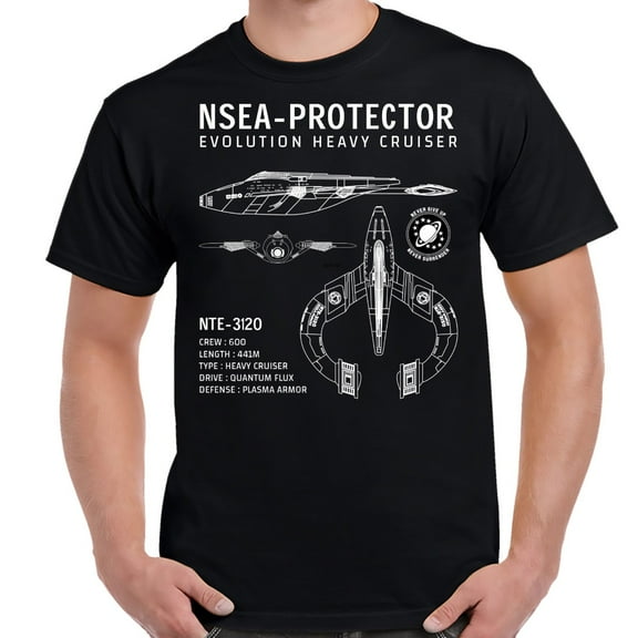 Galaxy Quest Protector Ship Schematic Adult T-shirt-Large