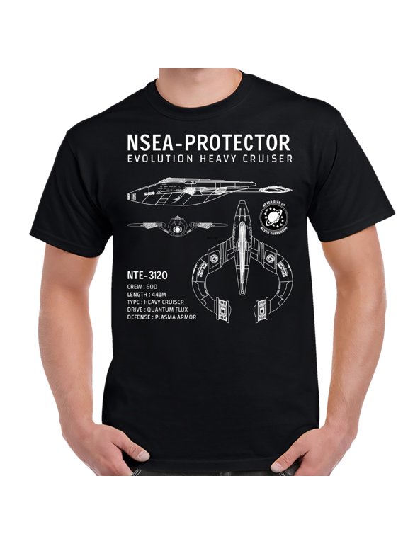 Galaxy Quest Protector Ship Schematic Adult T-shirt-XXL