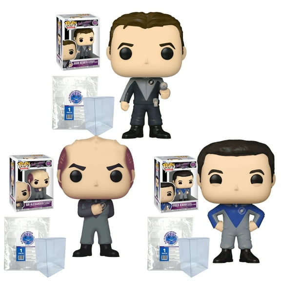 Galaxy Quest Set of 3 Funko Pops + 3 Blue Salamander Emporium Plastic Protectors