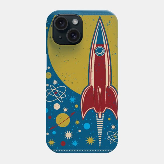 Galaxy Retro Rocket Protective Cover for iPhone 11–17 Pro Max Space Vintage