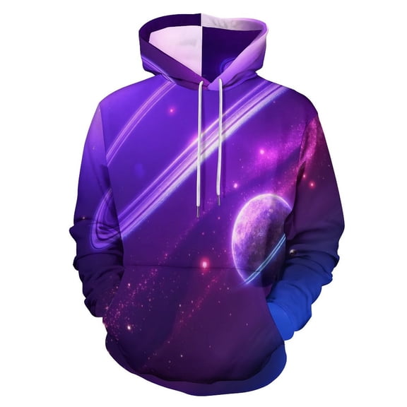 Galaxy Rings Dream Men's Women Vintage 3D Hooded Sweatshirt - All-Season Loose Fit Streetwear