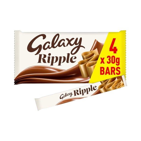 Galaxy Ripple Milk Chocolate Bars Multipack 4 x 30g, Imported from Britain