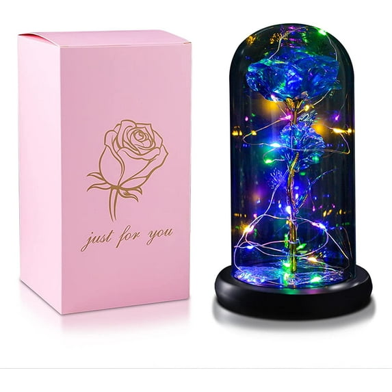 Galaxy Rose Birthday Gifts with Led Light for Women Mothers Day,Christmas,Valentine Day,Anniversary(Blue)