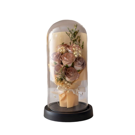 Galaxy Rose in Glass Dome - Light Up Eternal Rose Gift for Women, Mom, Wife, Valentine's Day, Birthday, Christmas, Purple Flower with LED for Grandma Sister Her