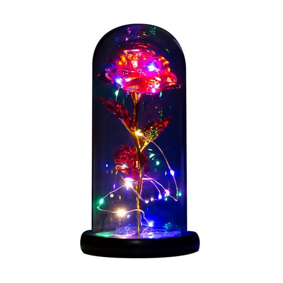 Galaxy Rose in Glass with LED Light, Colorful Rose Flower Gift for Mother's Day, Valentine's Day, Wedding and Anniversary