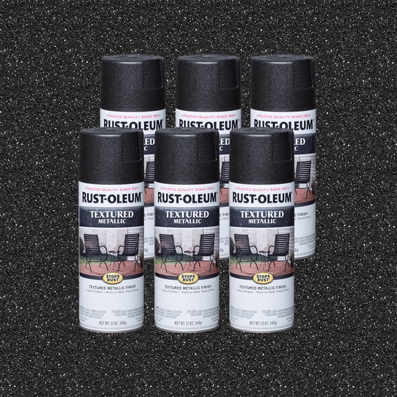 6 Pack, Galaxy, Rust-Oleum Stops Rust Textured Metallic Protective Enamel Spray Paint-252303, 12 oz
