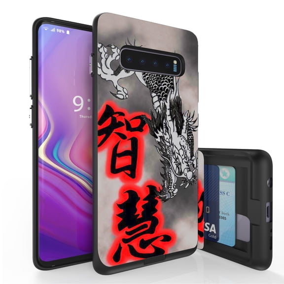 Galaxy S10+ Case, Duo Shield Slim Wallet Case + Dual Layer Card Holder For Samsung Galaxy S10+ [NOT S10 OR S10e] (Released 2019) Chinese Dragon