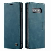 Galaxy S10 Case, Magnetic Folio Flip Leather Wallet Case Stand with Card Slots Protective Cover For Samsung Galaxy S10 6.1 inch,Blue