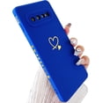 thumbnail image 1 of for Galaxy S10 Plus Case(Not fits S10),Cute Bling Plated Gold Love Heart with Anti-Fall Camera Lens Cover Protection Soft Anti-Fingerprint Phone Case for Samsung Galaxy S10+ 6.4", Royal Blue, 1 of 11
