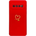 thumbnail image 1 of for Galaxy S10 Plus Case(Not fits S10),Cute Bling Plated Gold Love Heart with Anti-Fall Camera Lens Cover Protection Soft Anti-Fingerprint Phone Case for Samsung Galaxy S10+ 6.4", Red, 1 of 9
