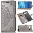 thumbnail image 1 of Galaxy S10+ Plus Wallet Cases and Covers, Allytech Slim Premium PU Flip Stand Cover Mandala Embossed Full Body Protection with Card Holder Magnetic Closure for Samsung Galaxy S10+ Plus, Gray, 1 of 9