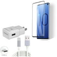 thumbnail image 1 of Galaxy S10  Tempered Glass Screen Protector w Type-C Fast Home Charger - [Fingerprint Works] 3D Curved Edge Full Cover, 6ft USB Cable Quick Power for Samsung Galaxy S10, 1 of 12
