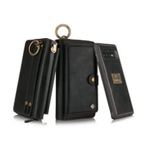 Galaxy S10 Wallet Case, Alleytech Girls Women Magnets Detachable Zipper Wallet Case Cover PU Leather Folio Flip Holster Carrying Case Card Holder for Samsung Galaxy S10 2019, Black