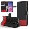 thumbnail image 1 of Galaxy S10e Case, Ringke [Wallet] Premium Leather with Magnet Durable Flip Kickstand - Black & Red, 1 of 7