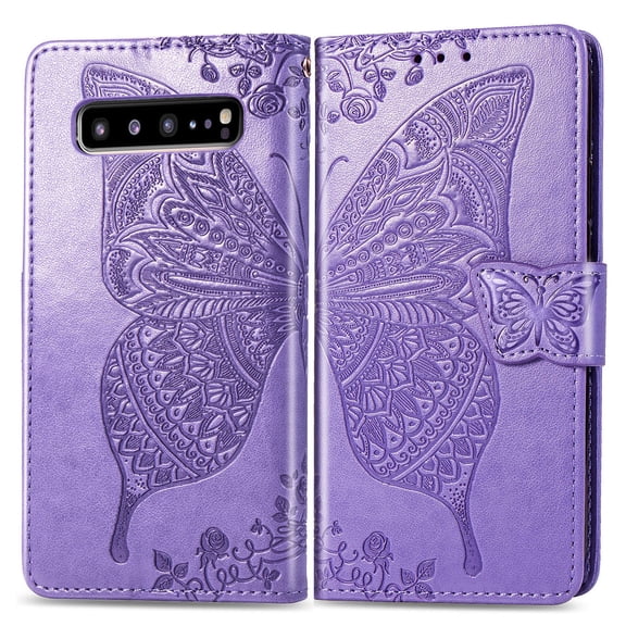 Galaxy S10e Case, Galaxy S10e Wallet Folio Case Magnetic Closure RFID Blocking Card Slots Kickstand Shockproof Case for Samsung Galaxy S10e, Lightpurple