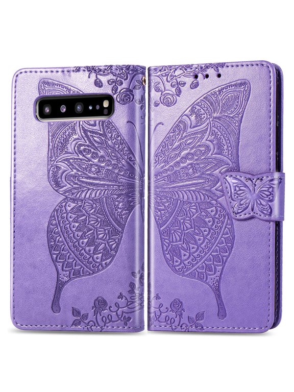Galaxy S10e Case, Galaxy S10e Wallet Folio Case Magnetic Closure RFID Blocking Card Slots Kickstand Shockproof Case for Samsung Galaxy S10e, Lightpurple
