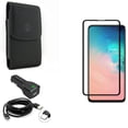 thumbnail image 1 of Galaxy S10e Screen Protector w Car Charger w Case Belt Clip - Tempered Glass 5D Curved Edge, 24W Fast 2-Port USB 6ft Cable, Leather Holster Cover for Samsung Galaxy S10e Phone, 1 of 17