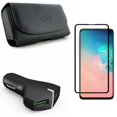thumbnail image 1 of Galaxy S10e Screen Protector w Car Charger w Case Belt Clip - Tempered Glass 5D Curved Edge, 36W Fast 2-Port USB Power, Leather Holster Cover for Samsung Galaxy S10e Phone, 1 of 17