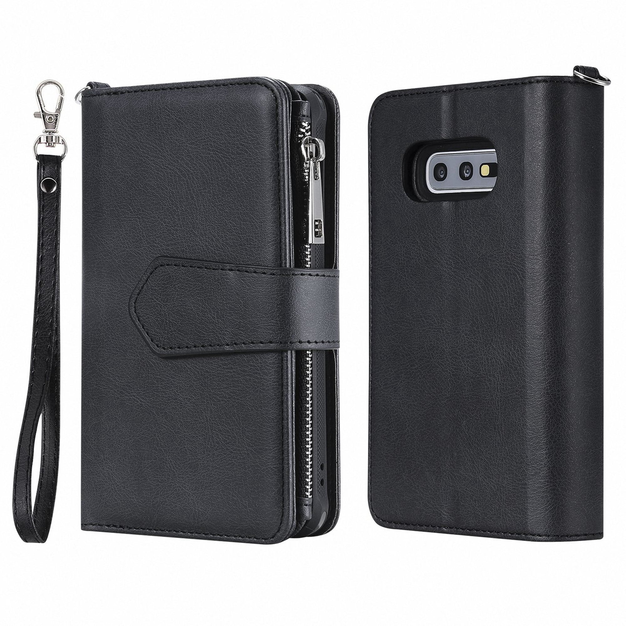 Galaxy S10e Wallet Case, Dteck Pure Color PU Leather Case, Zipper