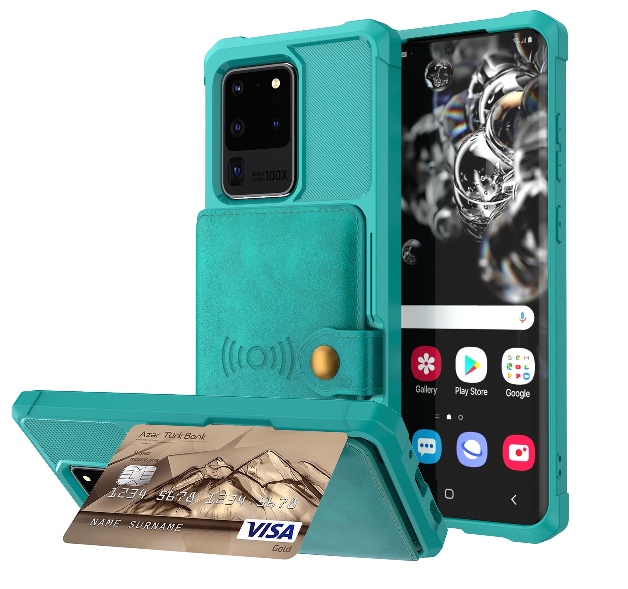 Galaxy S10e Wallet Case, Shockproof Rubber Card Holder Wallet PU