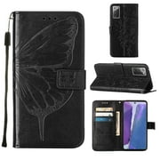 Galaxy S11 Case,Galaxy S20 Plus Wallet Case, Embossed Butterfly PU Leather Credit Card Holder Slots Protection Kickstand Flip Shockproof TPU Phone Cover for Samsung Galaxy S20 Plus/S11, Black