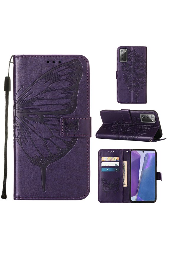 Galaxy S11 Case,Galaxy S20 Plus Wallet Case, Embossed Butterfly PU Leather Credit Card Holder Slots Protection Kickstand Flip Shockproof TPU Phone Cover for Samsung Galaxy S20 Plus/S11,Purple