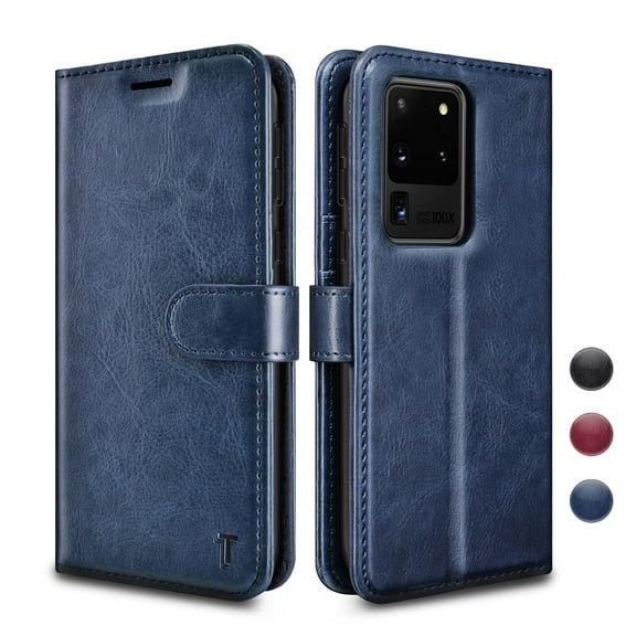 Galaxy S20 5G Case, Njjex Galaxy S20 Case [3 Card Slot] [Kickstand] [Gift Box] Leather Folio Flip Wallet Case [RFID Blocking] for Samsung Galaxy S20 5G 6.2" 2020 - Blue