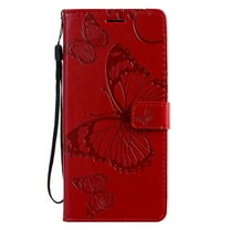 Galaxy S20  5G Case, S20 Plus Wallet Case, Allytech Pretty Retro Embossed Butterfly PU Leather Book Style Wallet Protection Slim Folio Flip Case Cover for Samsung Galaxy S20  6.7", Red