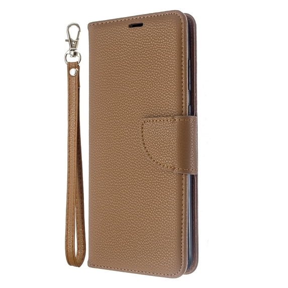Galaxy S20 5G Wallet Case, Allytech PU Leather Lichee Pattern Lightweight Magnetic Closure Kickstand Detachable Wrist Strap Cards Slots Folio Flip Case Cover for Samsung Galaxy S20 5G, Brown