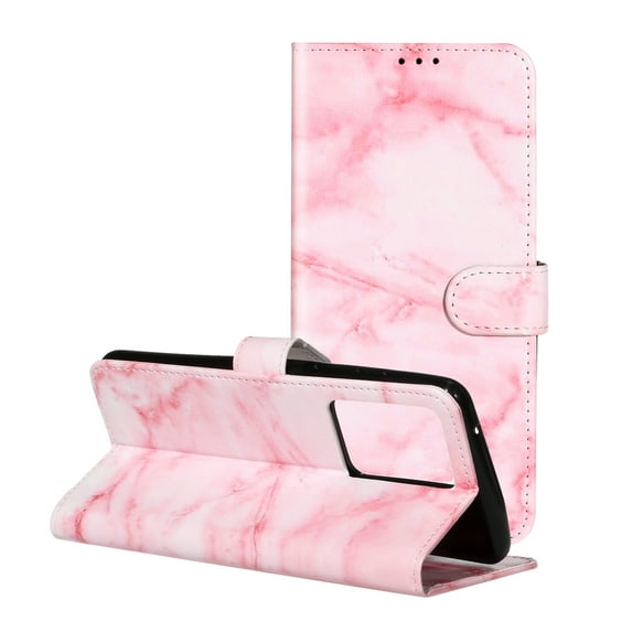Galaxy S20 Case 6.2", Allytech Folio Flip PU Leather Anti-Scratch Cards Holder Wrist Strap Kickstand Wireless Charging Support Book Style Wallet Case Cover for Samsung Galaxy S20, Pink Marble