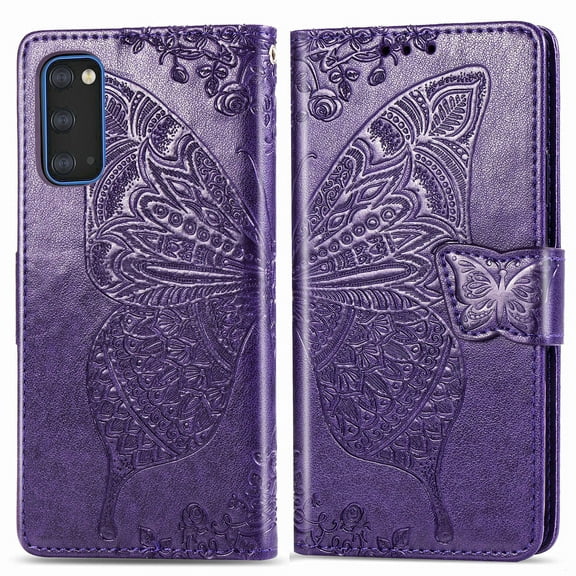 Galaxy S20 Case, Galaxy S20 Wallet Folio Case Magnetic Closure RFID Blocking Card Slots Kickstand Shockproof Case for Samsung Galaxy S20, Purple
