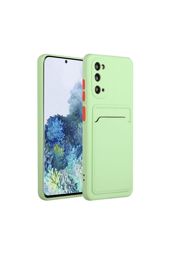 Galaxy S20 Case, Slim Soft Fit Shockproof Protection Case Dropproof Non-Slip Silicone Case with Card Slots Soft TPU Bumper Phone Wallet Case for Samsung Galaxy S20, Green