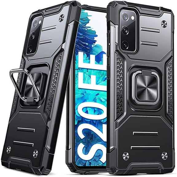Galaxy S20 FE 5G Case,  Grade Protective Phone Case Cover with Enhanced Metal Ring Kickstand [Support Magnet Mount] Compatible with Samsung Galaxy S20 FE, Black