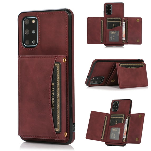 Galaxy S20 FE Back Wallet Case and Cover, Allytech Case for Samsung Galaxy S20 FE 5G 6.5", Book Flip PU Leather Purse Case with Credit Card Slots Stand Protective Case for Samsung S20 FE 2020, Winered