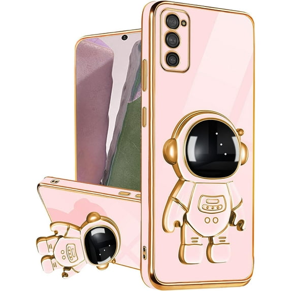 Galaxy S20 FE Case for Astronaut Stand, Designed for 6D Electroplated Galaxy S20 FE 4G/5G Phone Case,Soft TPU Protective Shockproof Flexible Samsung Galaxy S20 FE Case 6.5 inch,Pink