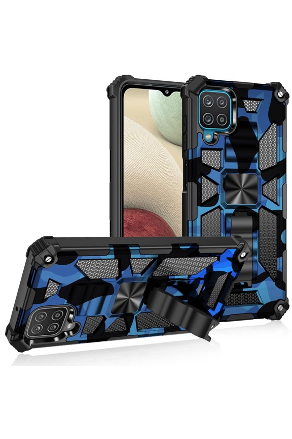 Galaxy S20 FE Case, Galaxy S20 Lite Case, Tough Rugged Hybird Impact-Resistant Bumpers Cover Heavy Duty Kickstand Dual Layers Shockproof Full Body Protective Phone Case, Dark Blue
