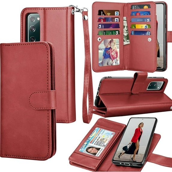 Galaxy S20 FE Case, S20 FE 5G Wallet Case, Samsung Galaxy S20 FE PU Leather Case, Tekcoo Luxury Cash Credit Card Slots Holder Carrying Folio Flip Cover Hard Case Kickstand & Strap