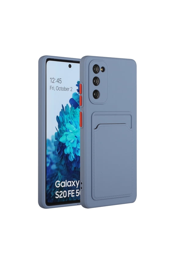Galaxy S20 FE Case, Slim Soft Fit Shockproof Protection Case Dropproof Non-Slip Silicone Case with Card Slots Soft TPU Bumper Phone Wallet Case for Samsung Galaxy S20 FE, Gray