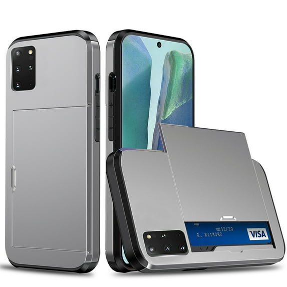 for Galaxy S20 FE Wallet Case with Sliding Door Hidden Pocket Credit Card Holder Dual Layer Heavy Duty Shockproof Hard PC Hybrid TPU Flip Protective Cover for Samsung Galaxy S20 FE, Gray