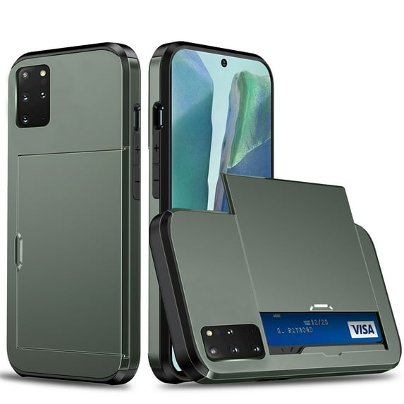 for Galaxy S20 FE Wallet Case with Sliding Door Hidden Pocket Credit Card Holder Dual Layer Heavy Duty Shockproof Hard PC Hybrid TPU Flip Protective Cover for Samsung Galaxy S20 FE, Army Green