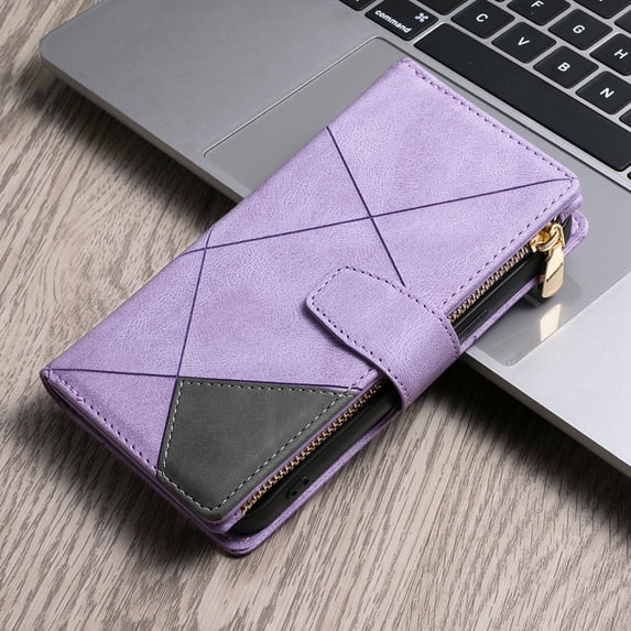 Galaxy S20 Plus Case,Dteck Shockproof Magnetic Leather Wallet Zipper 9 Cards Slot Pocket Patterned Case Hybrid Rubber Kickstand Cover with Strap for Samsung Galaxy S20 Plus,Purple