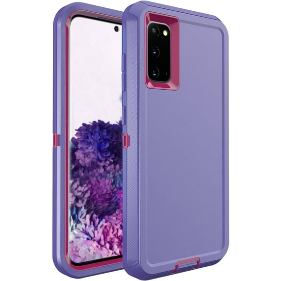Galaxy S20 Plus Case Galaxy S20+ Case for Samsung Galaxy S20 Plus 5G Case Military Drop Shockproof Heavy Duty Rugged 3 in 1 Protection Cover for Galaxy S20 Plus S20+ Phone Case (Purple+Rose Red)