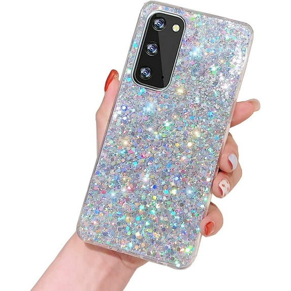 Galaxy S20 Plus Glitter Case, Sparkle Bling Shiny Diamond Slim Soft Reflective Clear TPU Rubber Bumper Girl Women Protective Case for Samsung Galaxy S20 Plus 6.7'' 2020 (Silver)