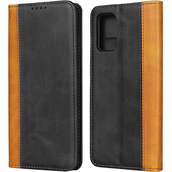 Galaxy S20 Plus Wallet Case,Premium PU Leather Flip Folio Case with Card Slot,Case Pocket,Kickstand and Magnetic Closure TPU Shockproof Case for Samsung Galaxy S20 Plus /S20+,6.7" Black+Khaki